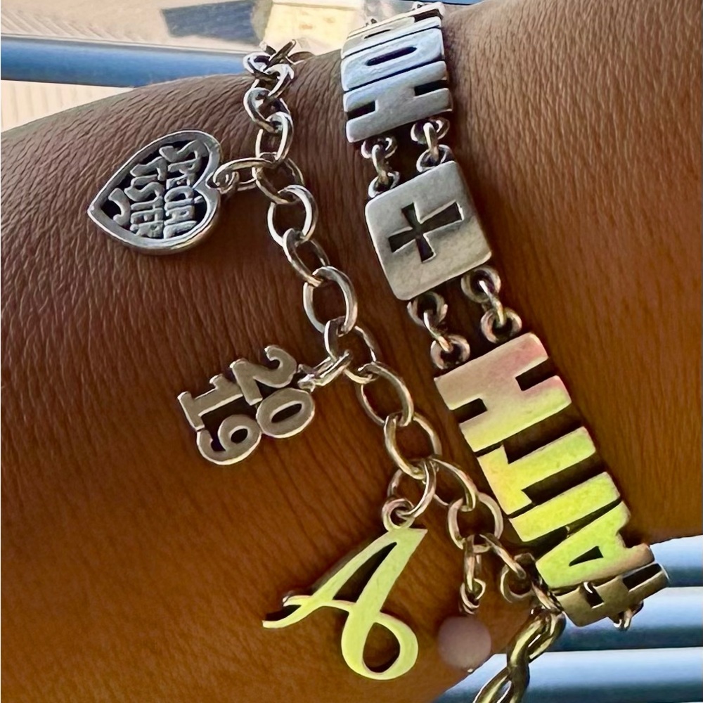 James Avery Retired 3D LoVe FaiTh HoPe bracelet
